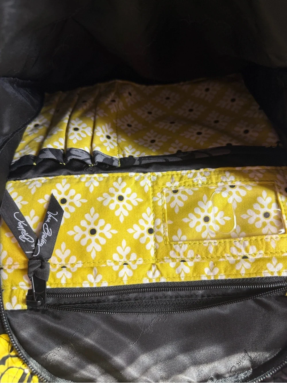 Vera Bradley Quilted Floral laptop Backpack - Black, Gray & Yellow Accent